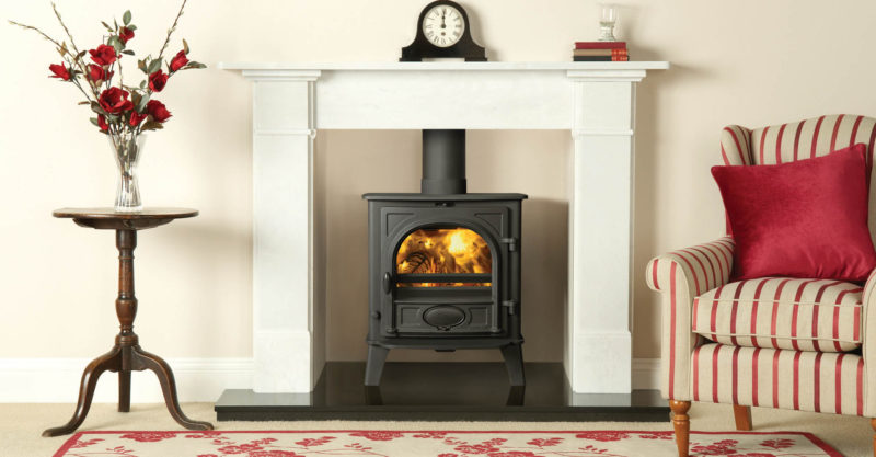Limestone fireplace surround