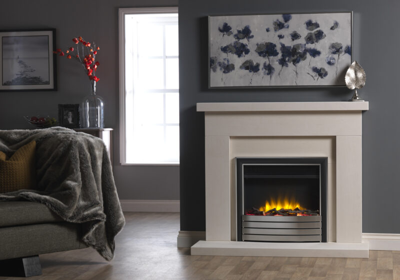 4D Ecoflame 22 Flush Beckford Chrome Black Elite Fascia